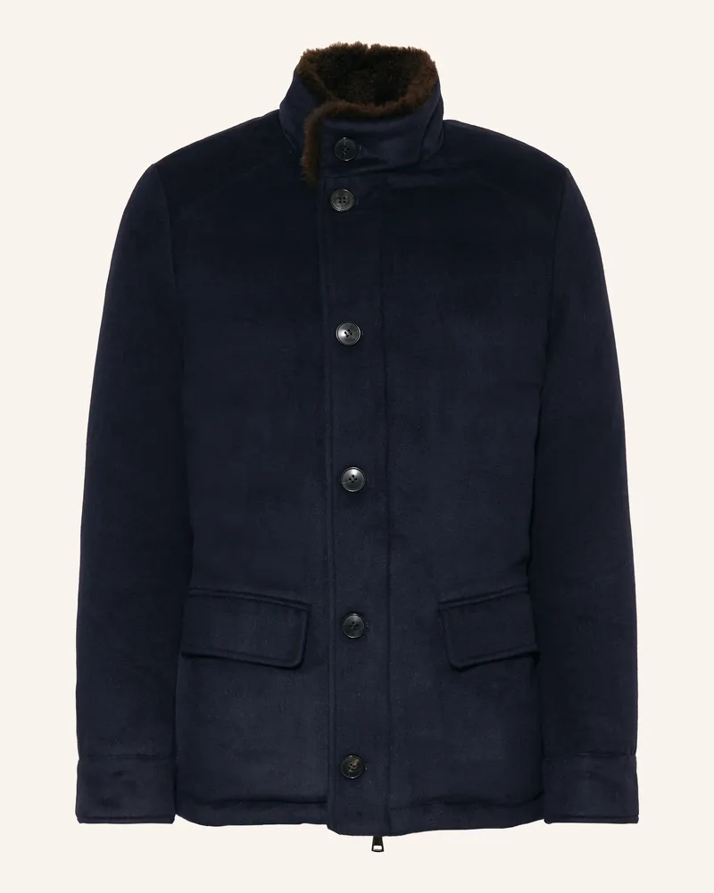 Manzoni 24 Daunenjacke mit Kunstfell Dunkelblau