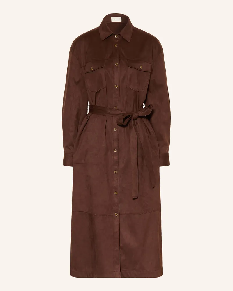 Milano Italy Hemdblusenkleid In Lederoptik braun Dunkelbraun