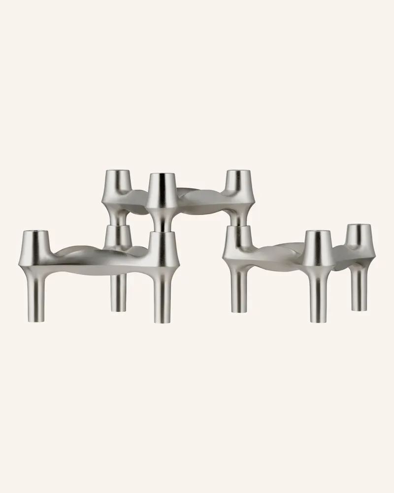 STOFF Nagel 3er-Set Kerzenhalter Silber