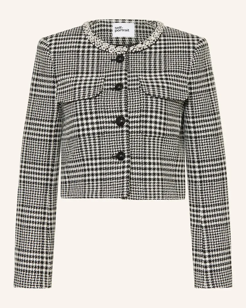 Self-Portrait Tweed-Jacke Weiss