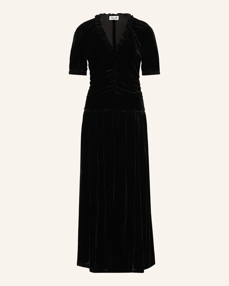 Baum und Pferdgarten Samtkleid Abelline Mit Rüschen schwarz Schwarz