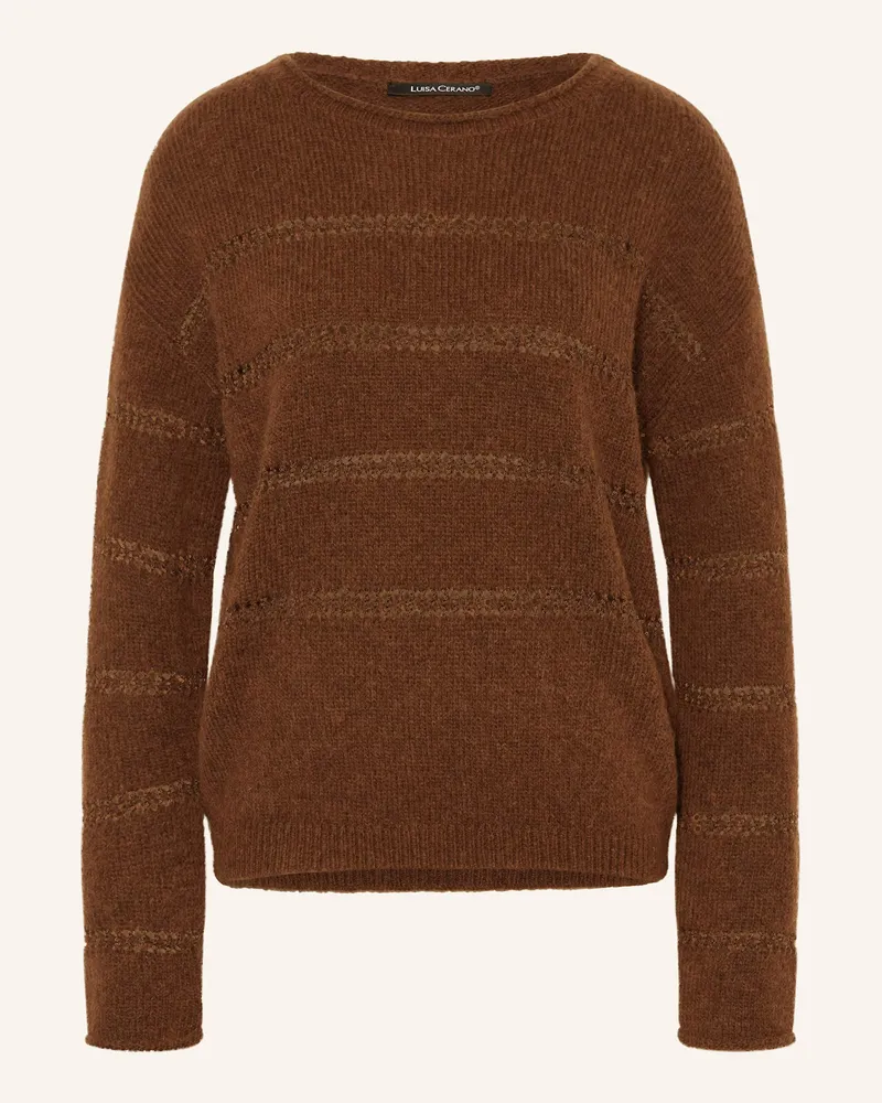 Luisa Cerano Pullover mit Pailletten Braun