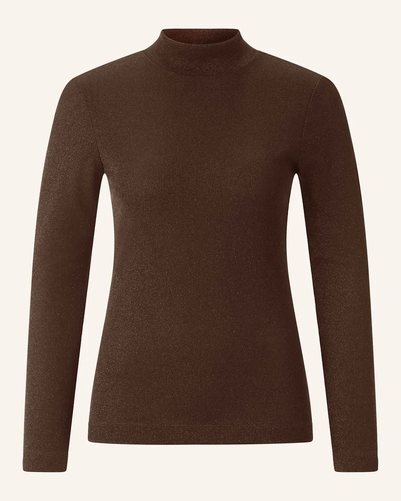 Rich&Royal Longsleeve mit Glitzergarn Dunkelbraun