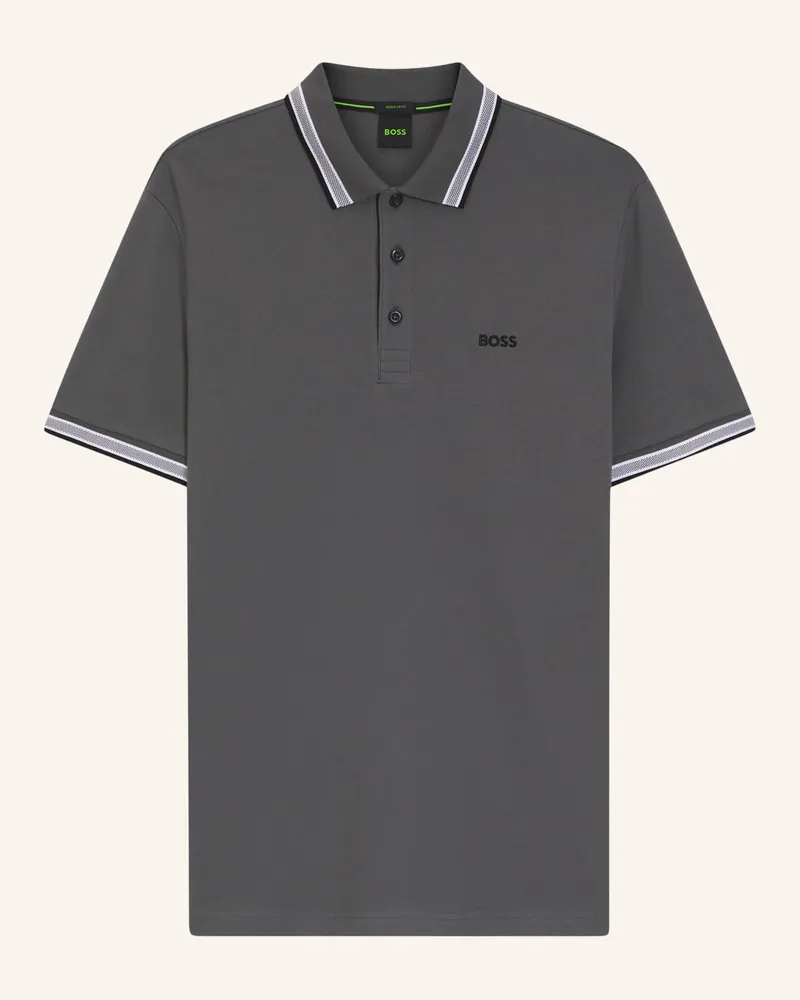 HUGO BOSS Piqué-Poloshirt PADDY CURVED Regular Fit Grau