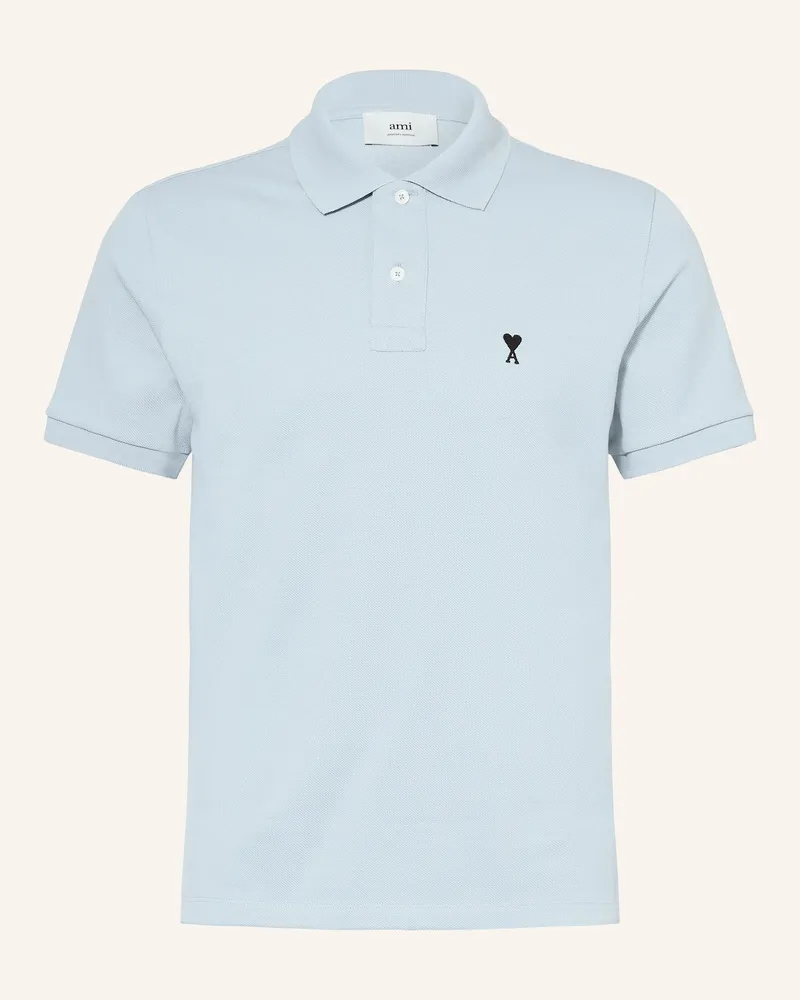AMI Paris Piqué-Poloshirt Hellblau