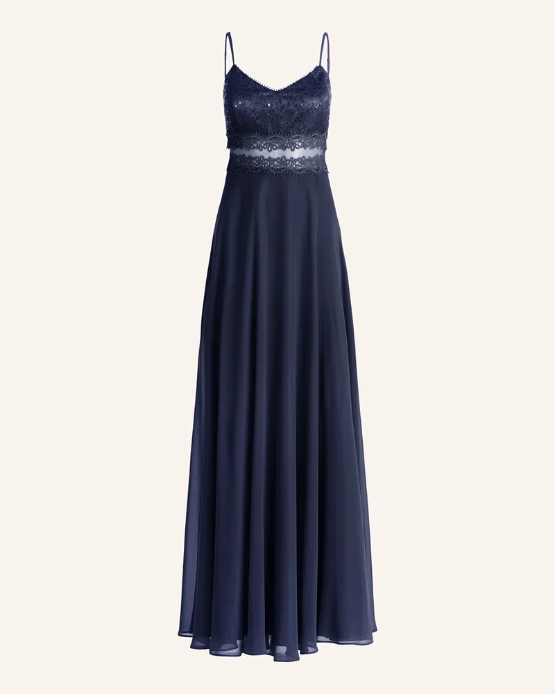 Vera Mont Abendkleid Mit Spitze Und Pailletten blau Dunkelblau