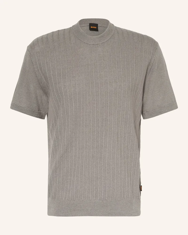 HUGO BOSS Strickshirt KAJORDINO mit Leinen Grau