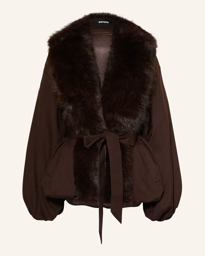ROTATE Birger Christensen Jacke Mit Kunstfell braun Dunkelbraun