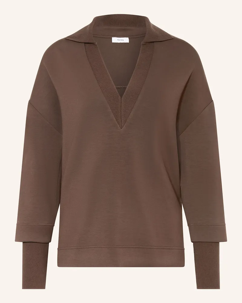 Reiss Sweatshirt BERNIE im Materialmix Braun