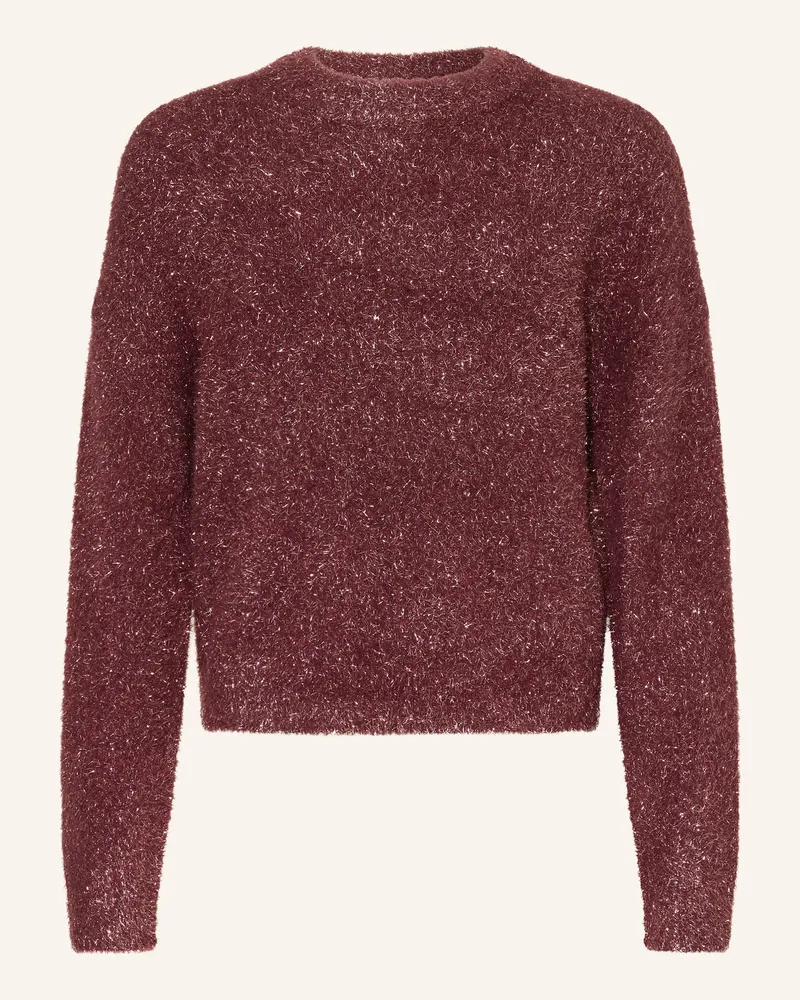 only Pullover mit Glitzergarn Dunkelrot
