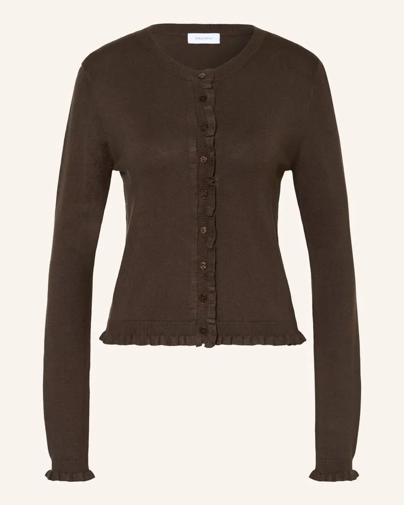 Darling Harbour Strickjacke Mit Rüschen braun Dark