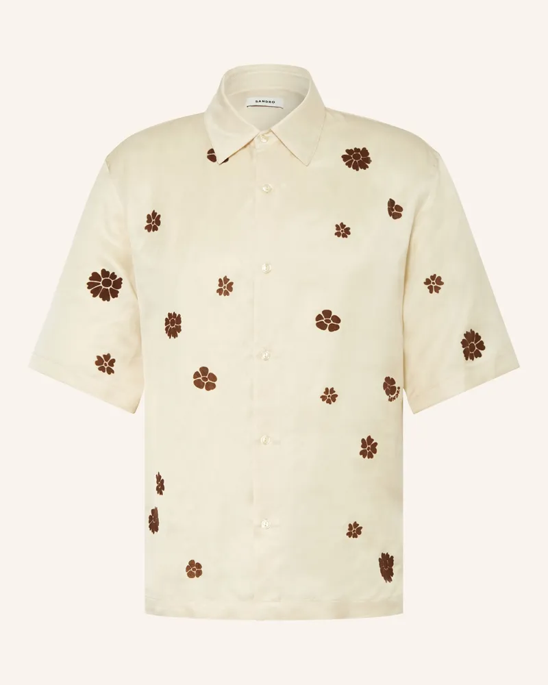 Sandro Kurzarm-Hemd Regular Fit Mit Leinen beige Hellbraun