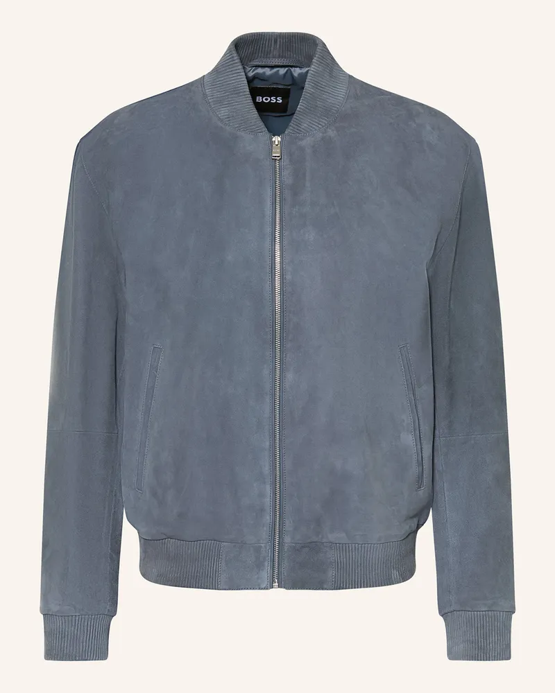 HUGO BOSS Lederblouson MULLER Blaugrau