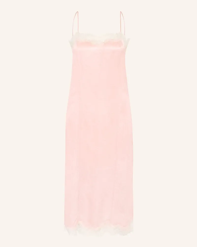 Arket Satinkleid Mit Spitze rosa Hellrosa