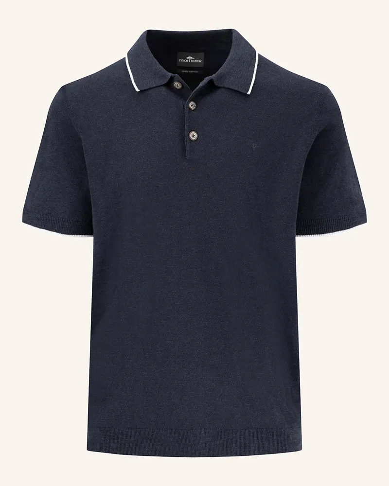 Fynch-Hatton Strick-Poloshirt Dunkelblau
