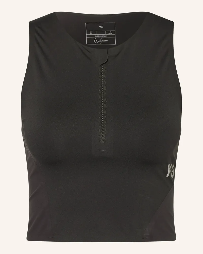 Y-3 Cropped-Top Run schwarz Schwarz