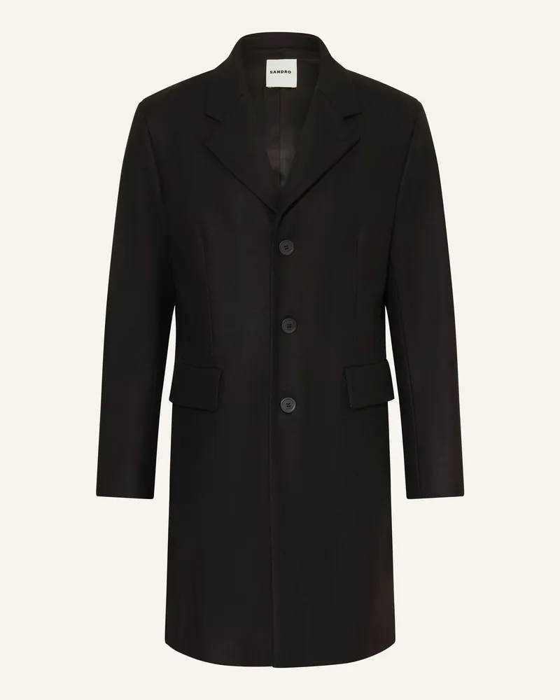 Sandro Wollmantel schwarz Schwarz