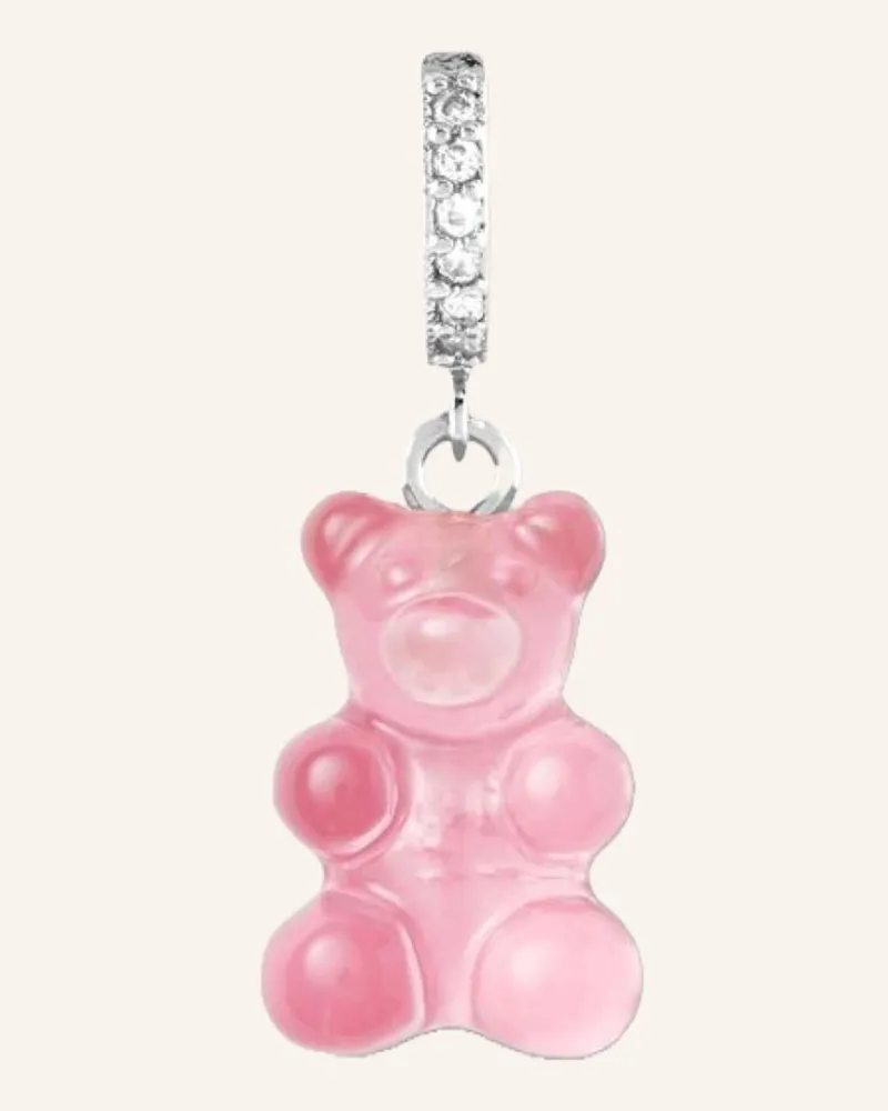 CRYSTAL HAZE Single-Ohrring BUBBLEGUM NOSTALGIA BEAR HOOP by GLAMBOU Pink