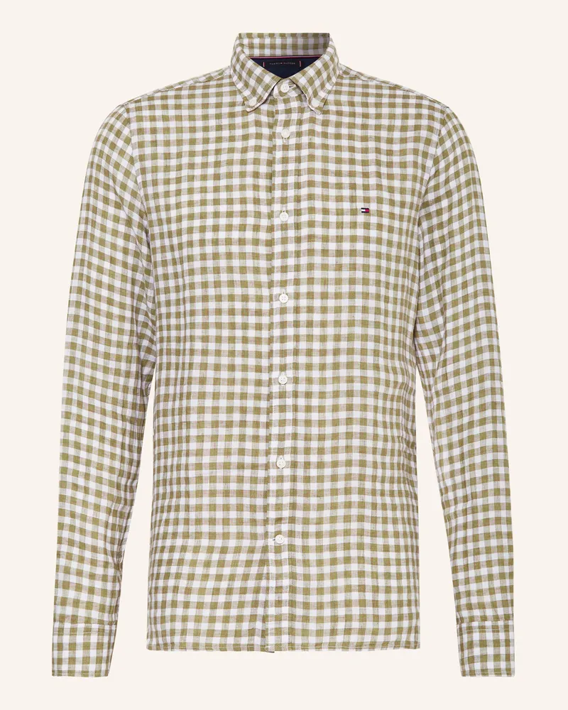 Tommy Hilfiger Leinenhemd Slim Fit Oliv