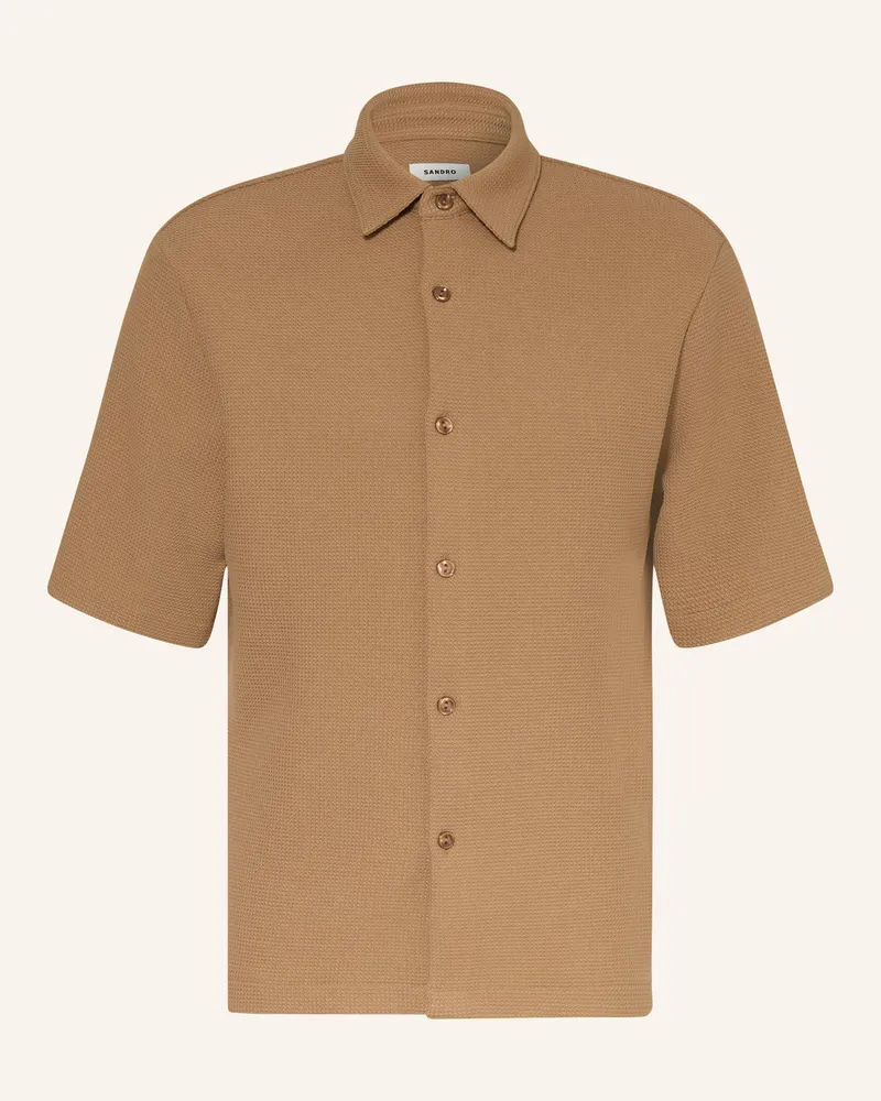 Sandro Kurzarm-Hemd Slim Fit Aus Piqué braun Cognac