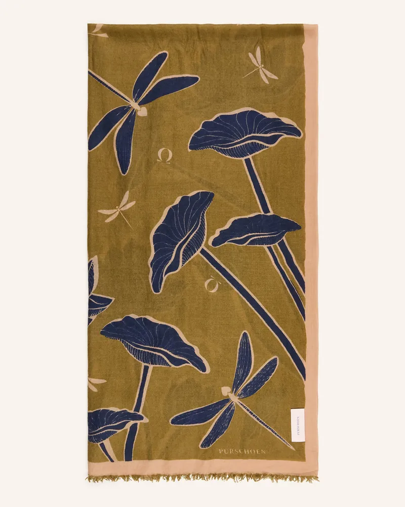 Puschoen Cashmere-Schal gruen Oliv