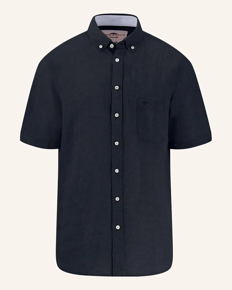 Fynch-Hatton Kurzarm-Hemd Regular Fit aus Leinen Dunkelblau