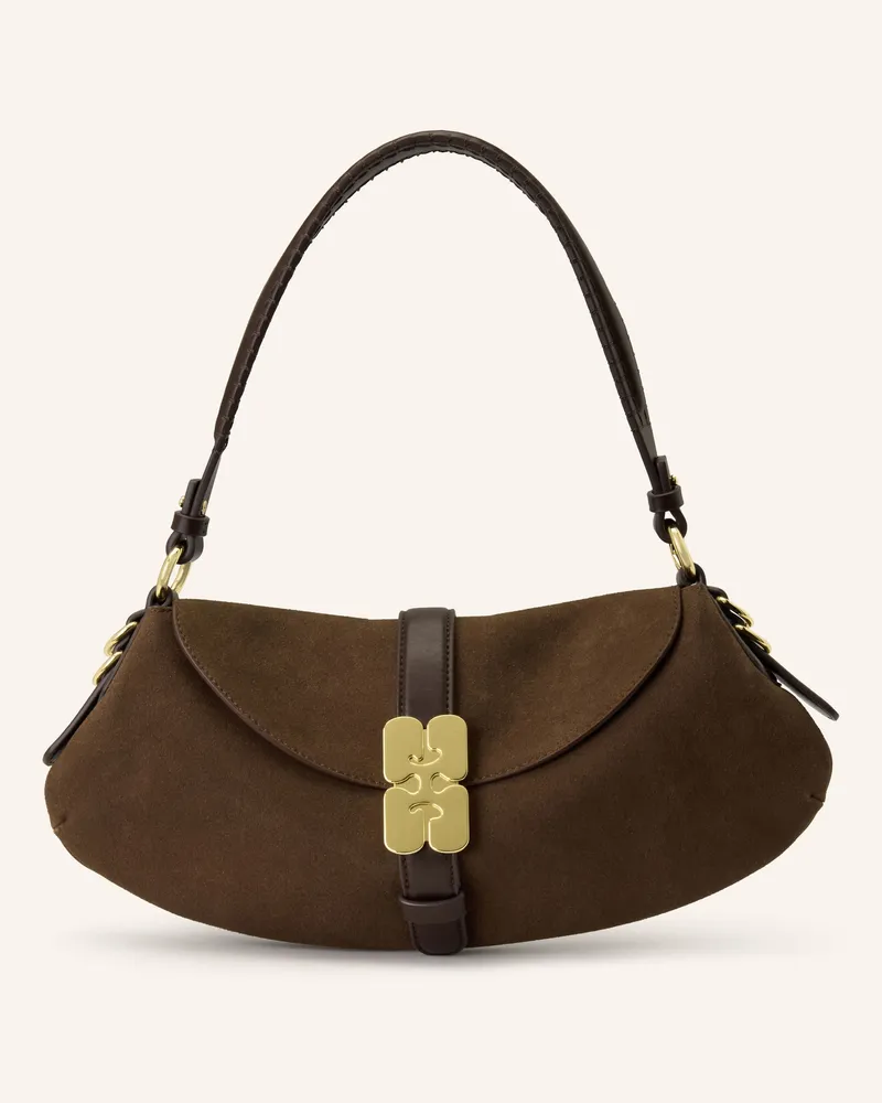 Ganni Schultertasche KAT Dunkelbraun