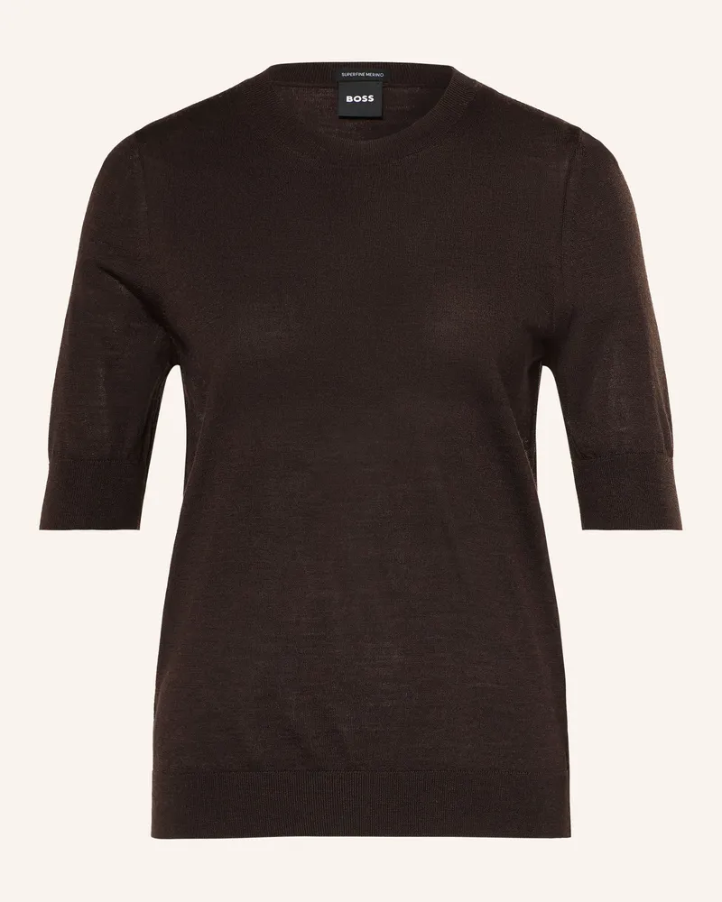 HUGO BOSS Strickshirt Farbella braun Dunkelbraun