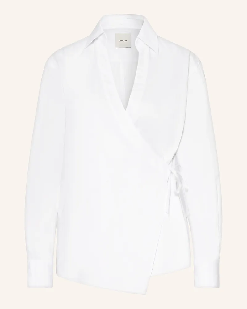 Calvin Klein Bluse in Wickeloptik Weiss