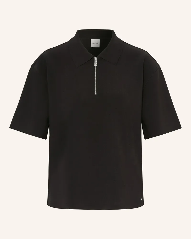 Calvin Klein Strick-Poloshirt schwarz Schwarz