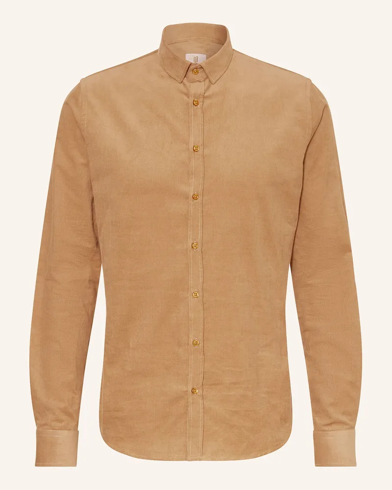 Q1 Cordhemd Extra Slim Fit Cognac