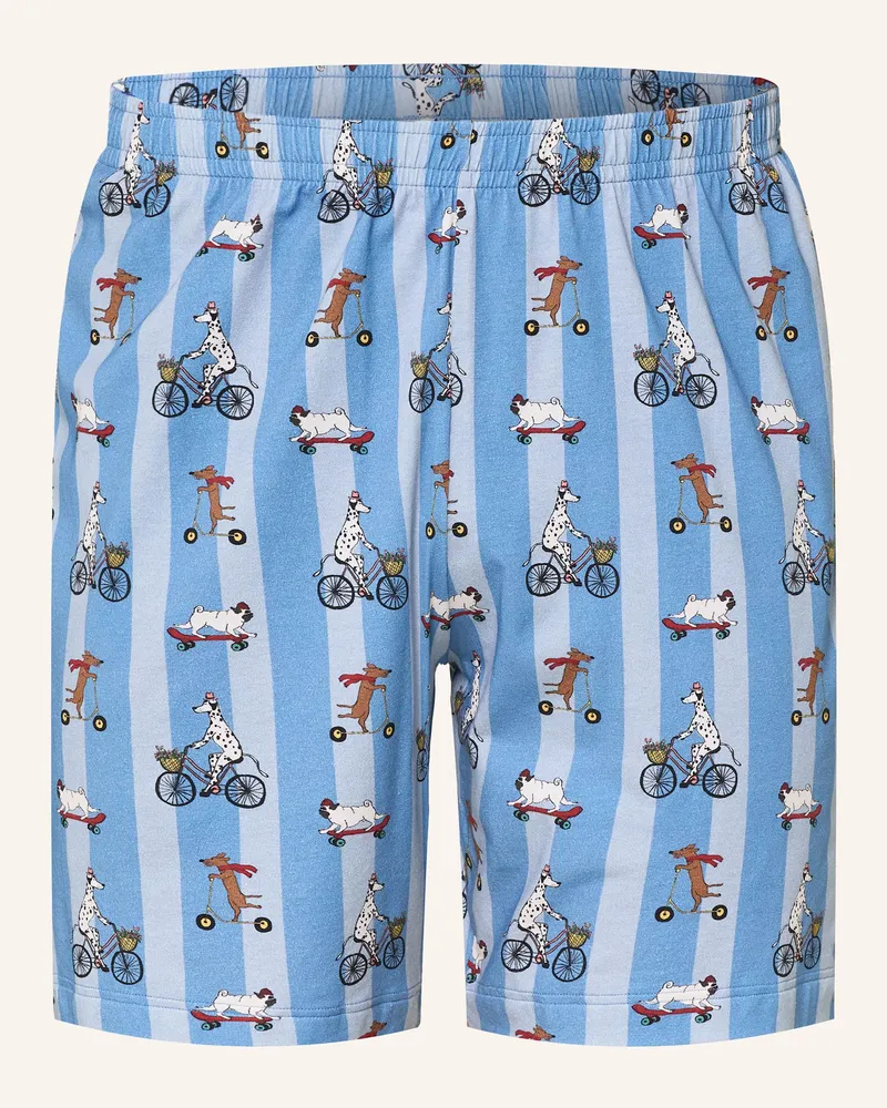 Mey Schlafshorts Serie Funny Dogs blau Blau
