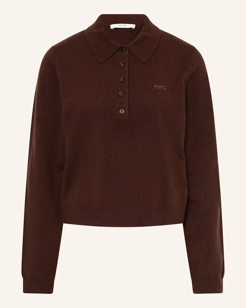 Gestuz Strick-Poloshirt GZMANZI Dunkelbraun