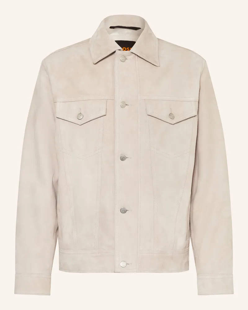 HUGO BOSS Lederjacke Johot beige Hellgrau