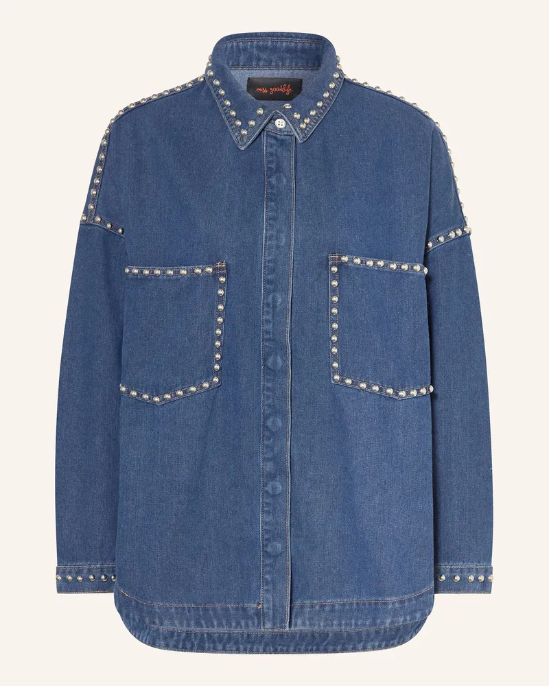 Miss Goodlife Jeansbluse mit Nieten Blau