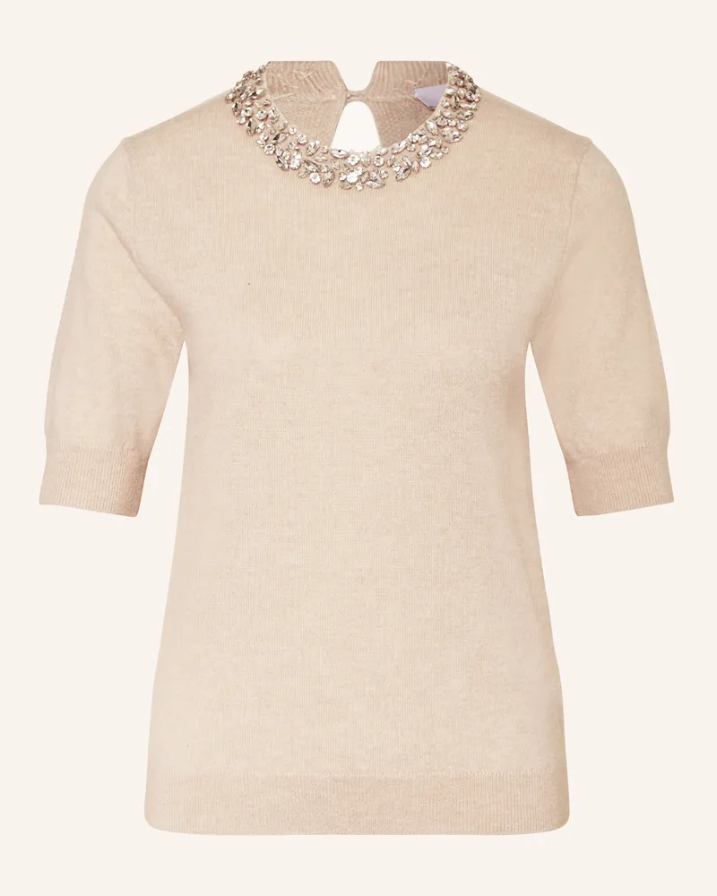 Riani Strickshirt mit Cashmere und Schmucksteinen Beige