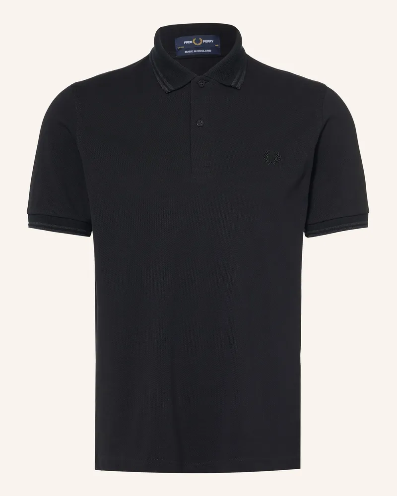 Fred Perry Piqué-Poloshirt schwarz Schwarz