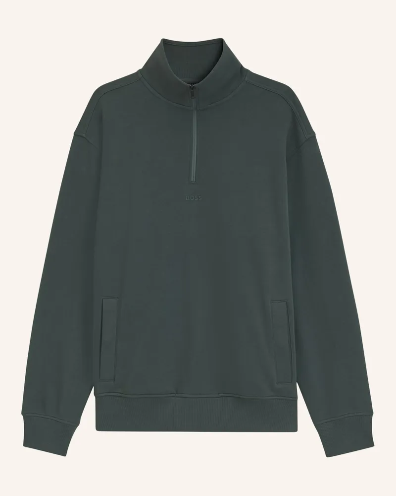 HUGO BOSS Sweatshirt Ze_Smallzip Relaxed Fit gruen Grün