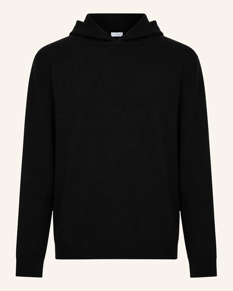 KIEFERMANN Kiefermann Strickpullover Mit Kapuze Aus Merino-Viskose-Garn Vittus schwarz Schwarz