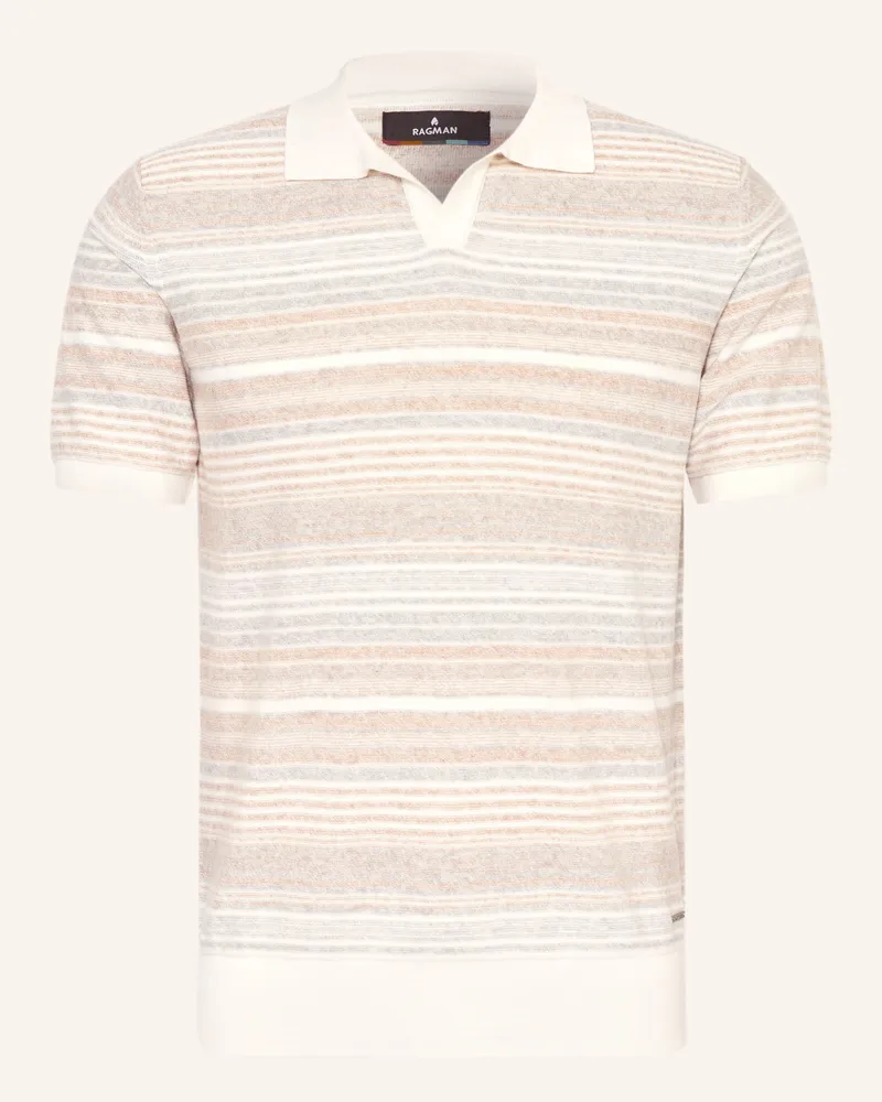 Ragman Strick-Poloshirt Hellgrau