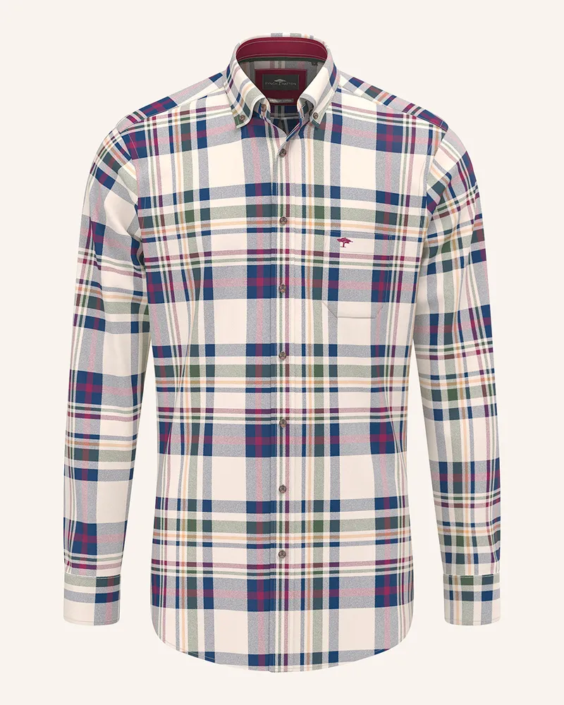 Fynch-Hatton Flanellhemd Regular Fit Blau