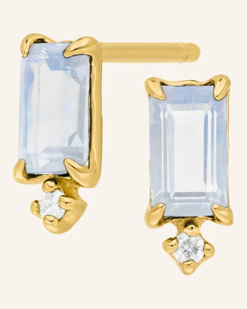 Leaf Ohrstecker MONDSTEIN aus 14 Karat Gelbgold Gold