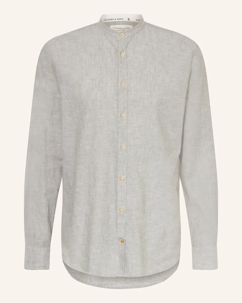 colours & sons Hemd Regular Fit mit Leinen Hellgrün