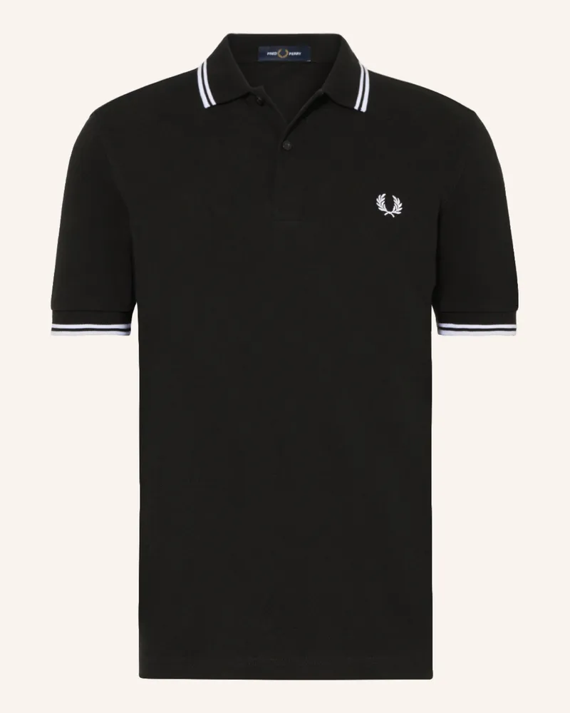 Fred Perry Piqué-Poloshirt Schwarz