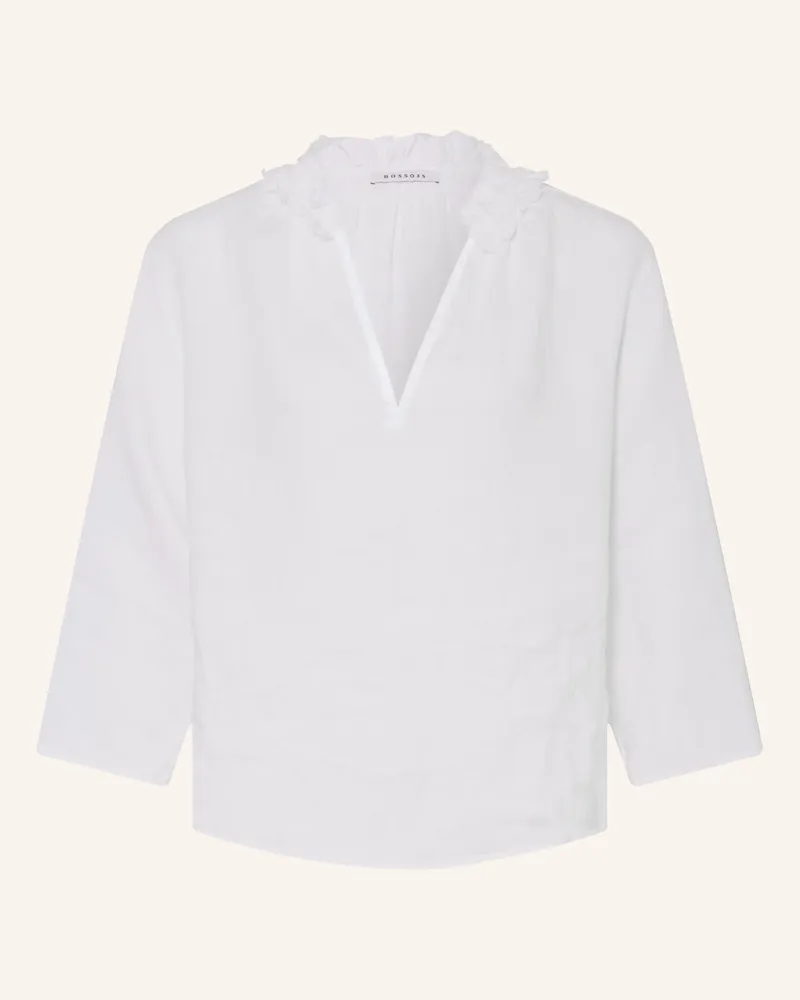 ROSSO35 Blusenshirt aus Leinen mit 3/4-Arm Weiss