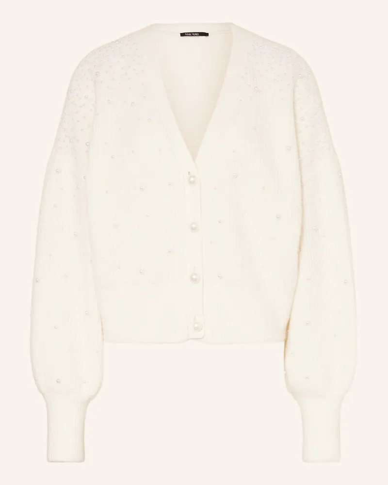 MARC AUREL Strickjacke mit Schmuckperlen Ecru