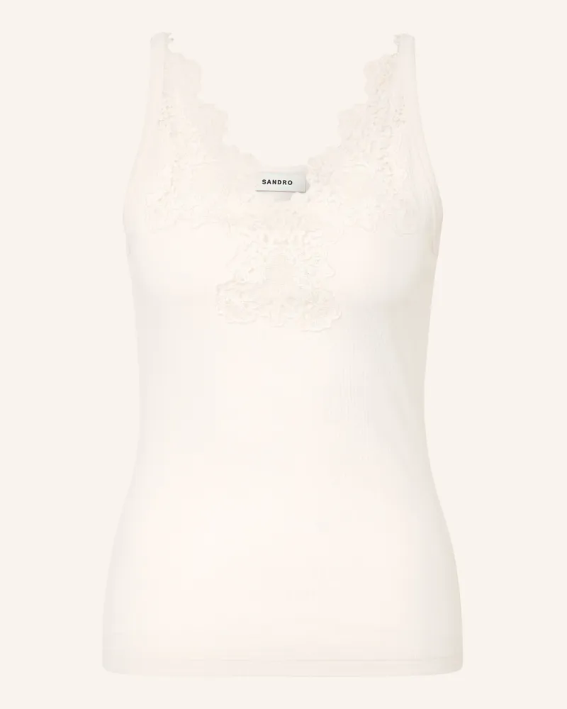 Sandro Top Mit Spitze weiss Ecru