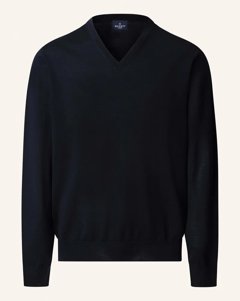 Hackett Pullover MERINO SILK V NECK Blau