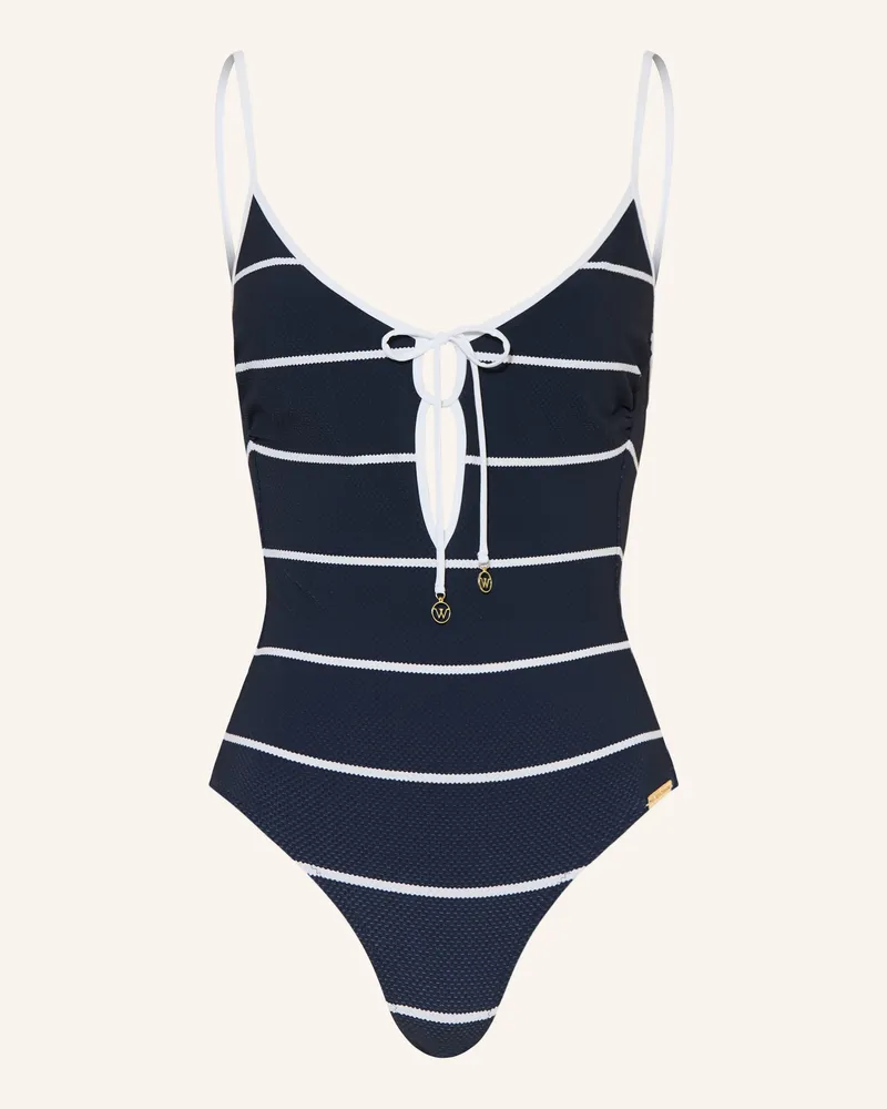 watercult Badeanzug Coastal Lines blau Dunkelblau