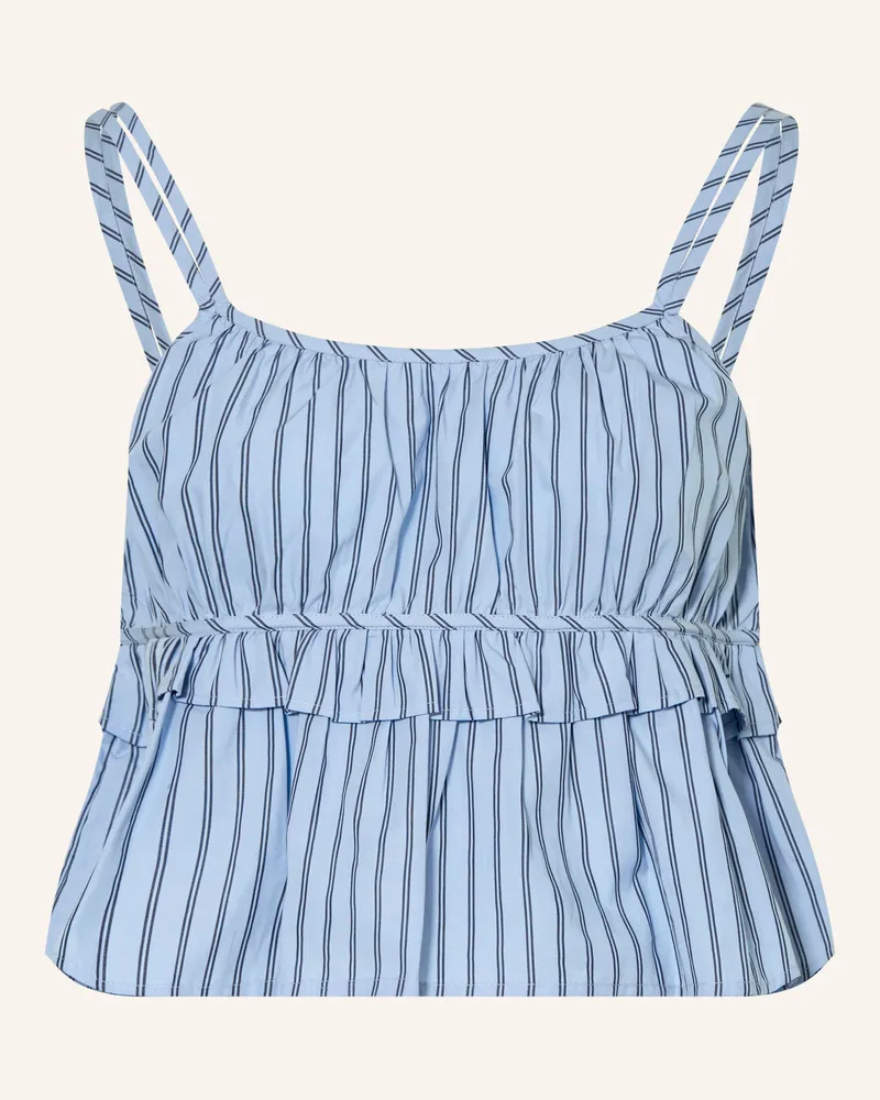 HUGO BOSS Blusentop IPLYN mit Rüschen Hellblau